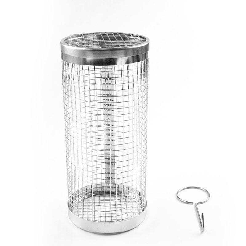 1PCS Rolling Grilling Basket Stainless Steel BBQ Basket Outdoor Camping French Fries Fish Portable And Easy To Clean 9.5*9.5*20cm silver