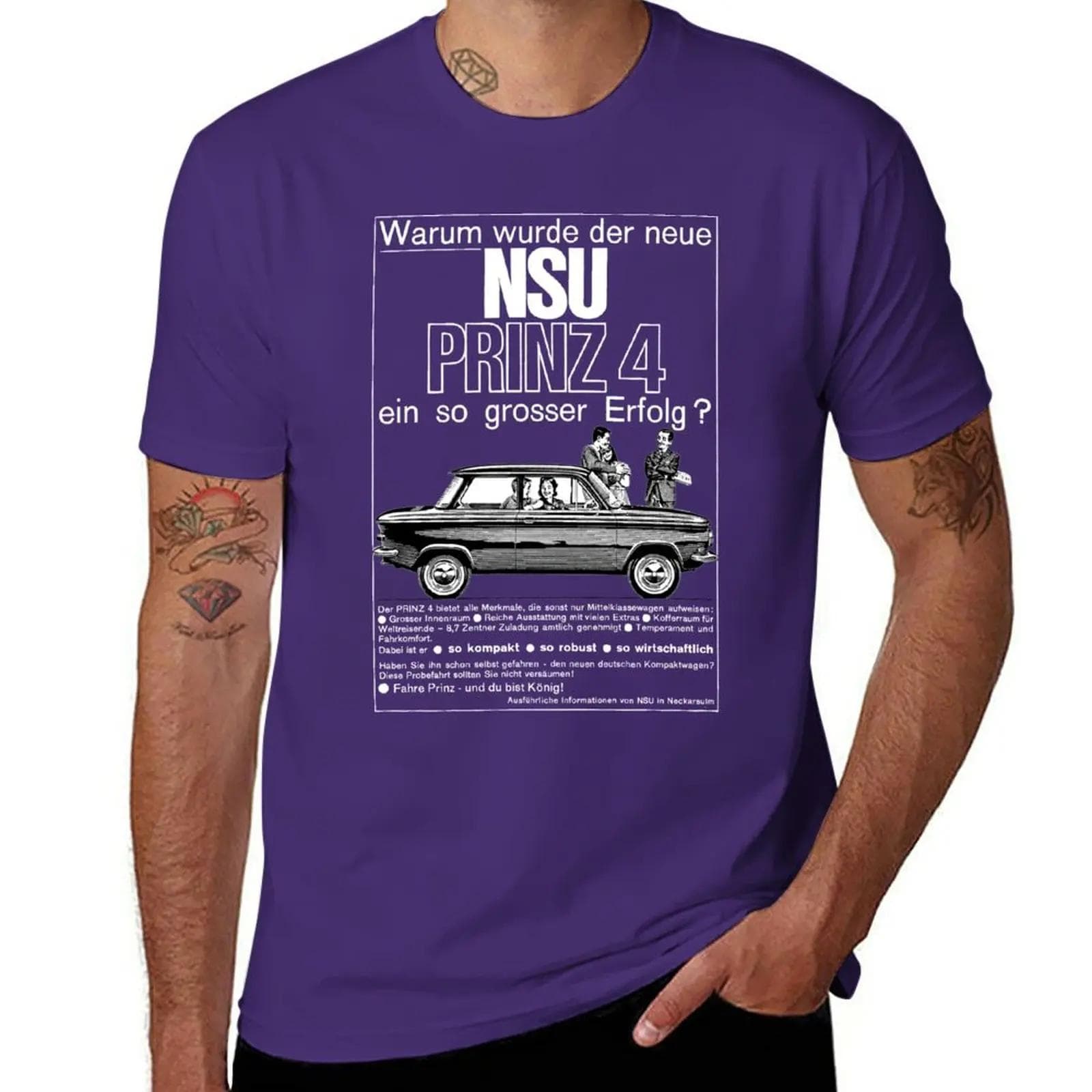 NSU PRINZ 4 T-Shirt anime clothes boys whites mens t shirt M purple