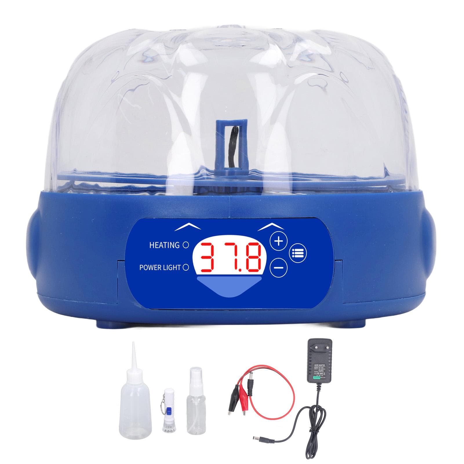 Egg Incubator 6 Eggs 15W Blue with Automatic Turner Egg Candler Display Temperature Control Poultry