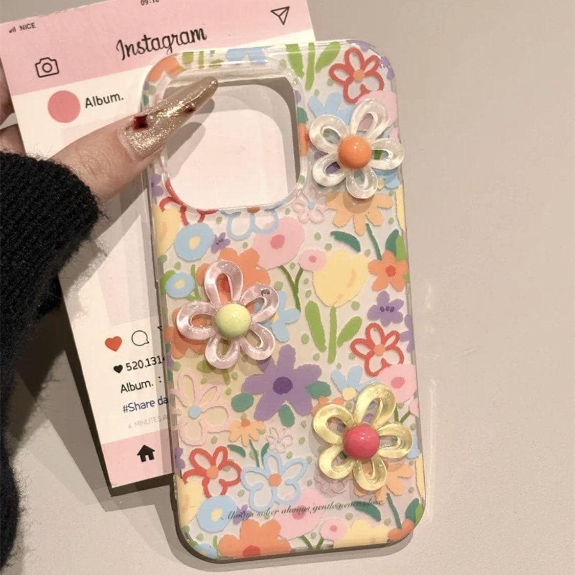 Three-Dimensional Colorful Flower Phone Case for Apple iPhone 16 promax-Soft Silicone Shockproof Creative Cover on iPhone16/15/14/13/12/11/Plus/Pro Apple 16Plus