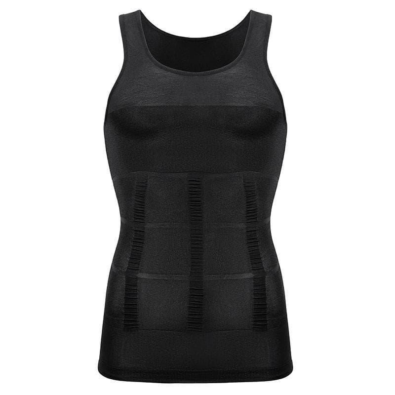 Mens Slimming Body Shaper Vest Shirt Abs Abdomen Slim Gym Workout Tummy Control Compression Tank Top Sleeveless Shapewear S black