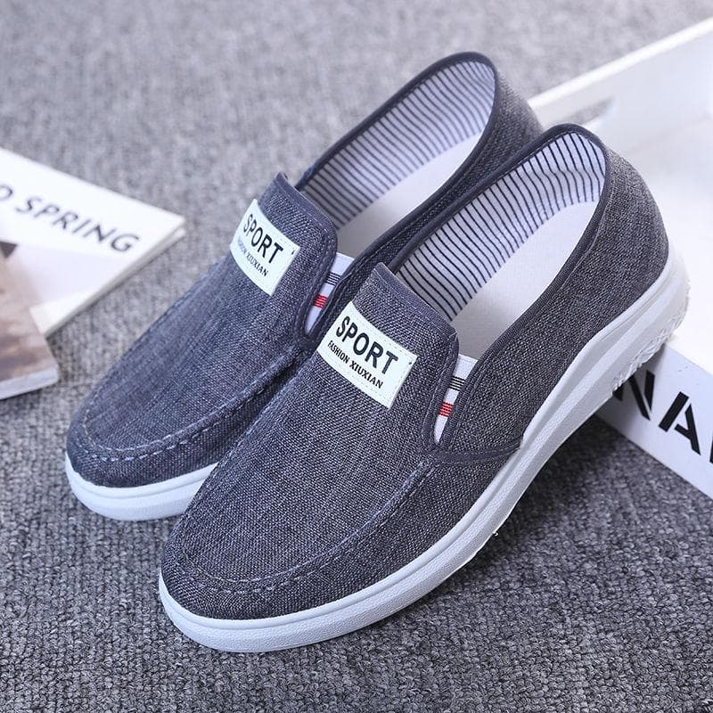 Old Beijing Men's Cloth Shoes Shoes Non-slip Wear-resistant Denim Low-top Sneakers Canvas Men's Shoes 41 grey