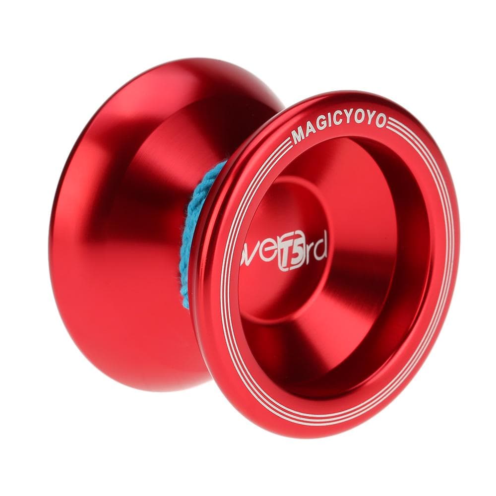 Professional Magic Yoyo T5 Overlord Aluminum Alloy Metal Yoyo 8 Ball KK Bearing with String for Kids Lake Blue red