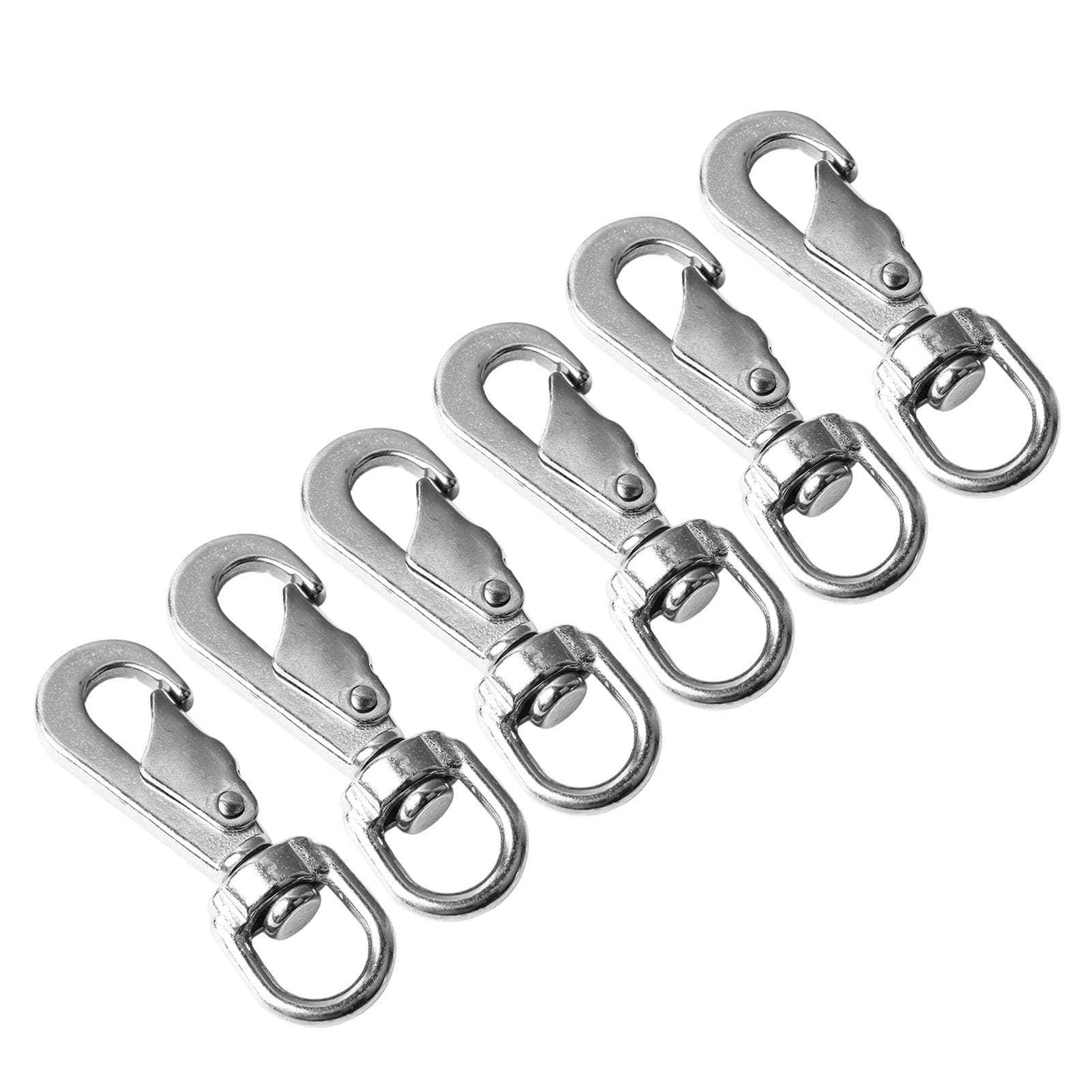 6Pcs Stainless Steel Flag Clips for Flagpole Rope Rotating Eye Snap Diving Spring Hooks 55mm for