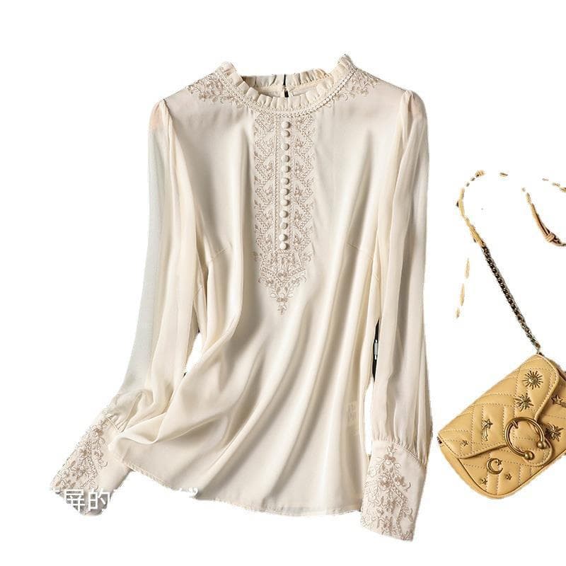 Silk Mulberry Silk Top Women's Long-sleeved Temperament M