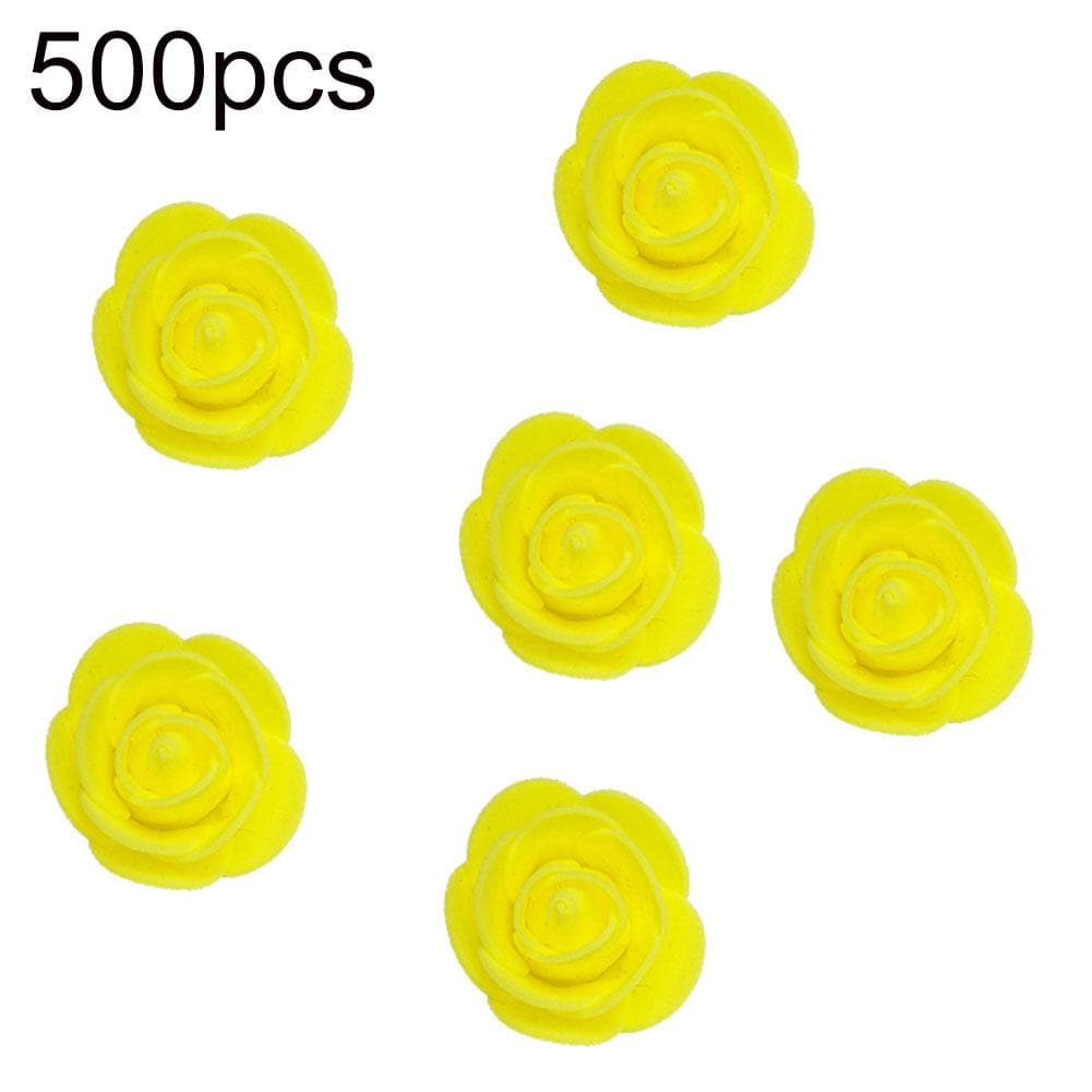 Blooming Bouquet 500Pcs 3.5cm PE Foam Rose Faux Flower DIY Bear Doll Homen Decor one size yellow