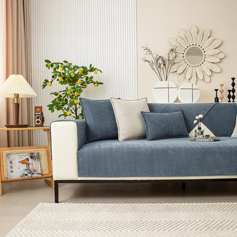 Nordic Chenille Sofa Cover for Living Room Solid Color Sofa Cushion L Shaped Sofa Cover Non-Slip Couch Armrest Backrest Mat 70x70cm 1pc