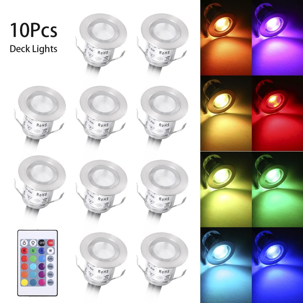 LEDs Deck Lights w/Remote Control 16 RGBW Colors&4 Lighting Mode Adjustable US Plug