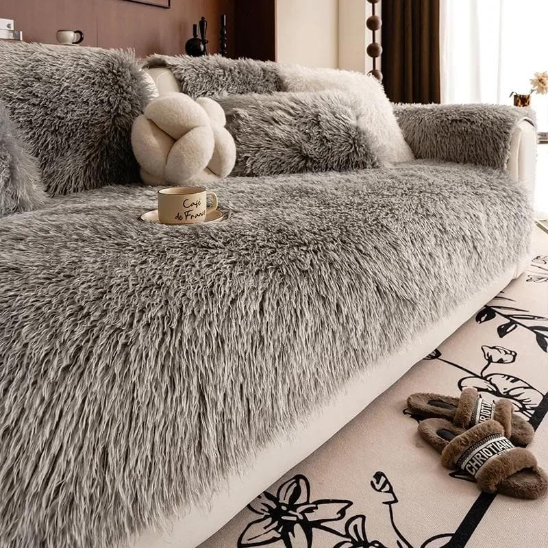 Modern Simple Winter Lamb Wool Sofa Towel Thicken Plush Soft Sofa Covers for Living Room Anti-slip Couch Cover Home Decor C 70x120