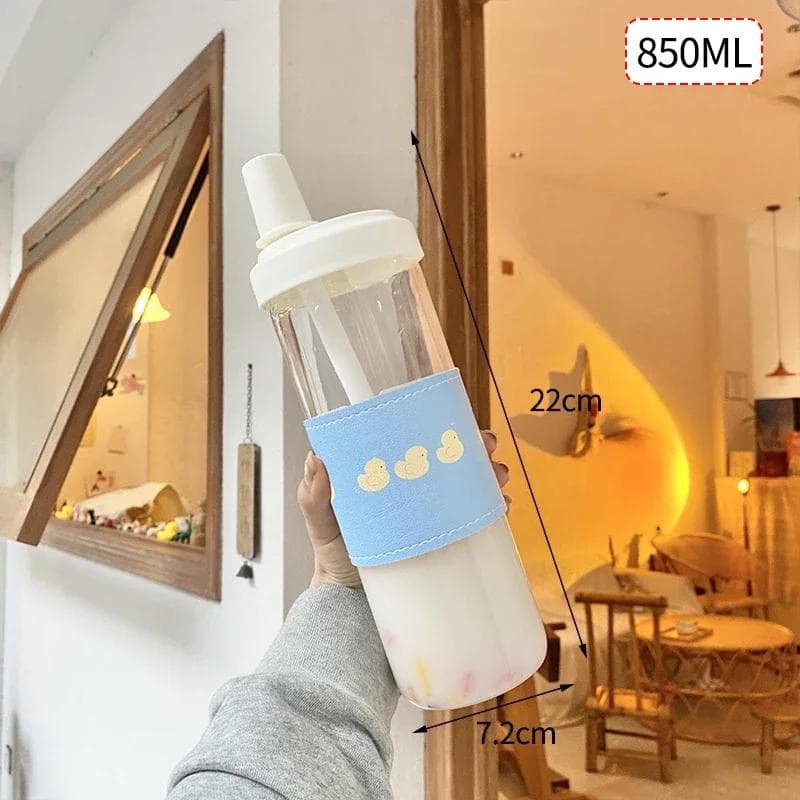 850ml Glass Breakfast Cup Large Capacity Double Ironing Glass Household Portable Milk Tea Cup Milk Cup