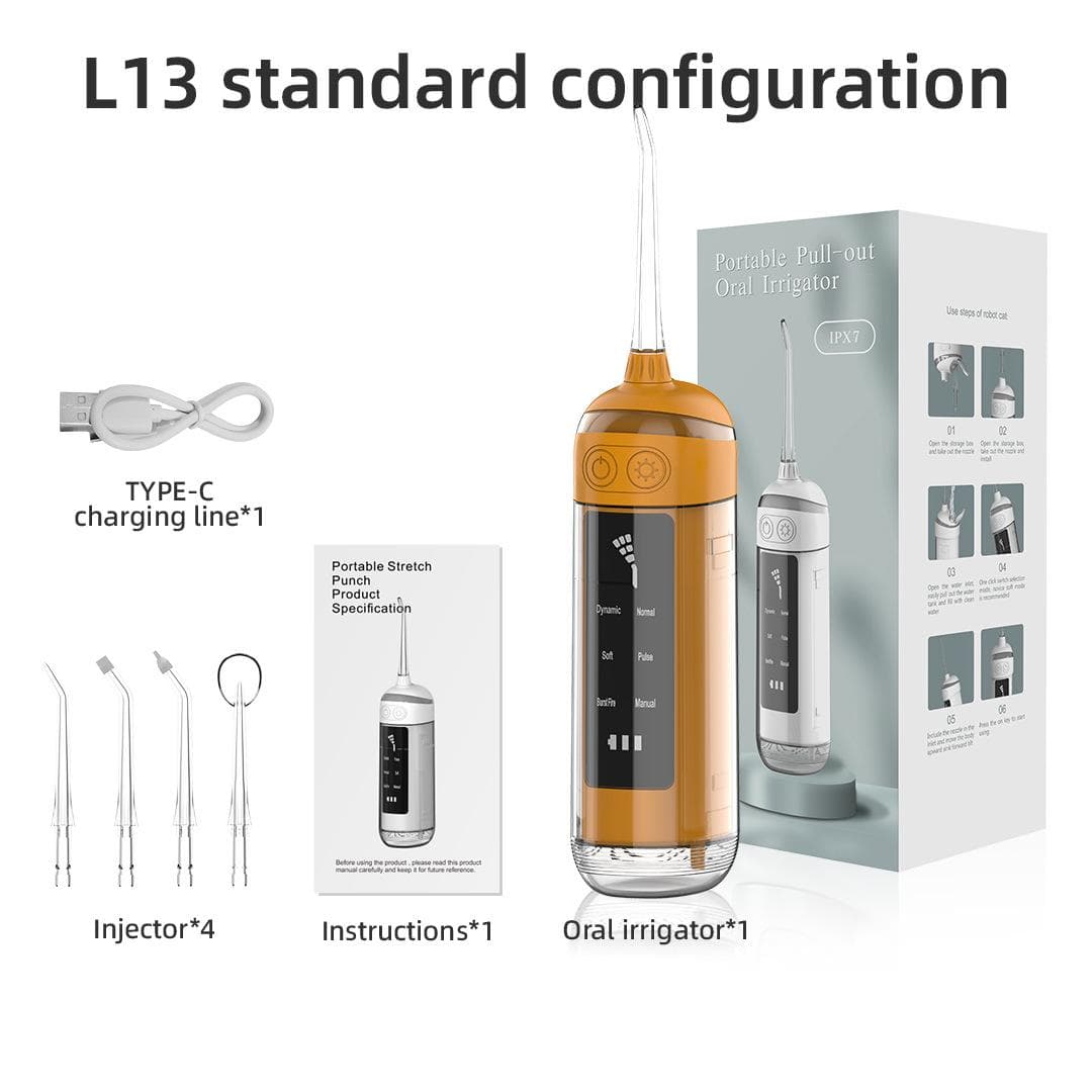 6-Speed Portable Tooth Flusher, Pull-out Model, Ultrasonic Oral Care, Dental Cleaning Device, Water Dental Floss, Compact Dental Beauty Instrument