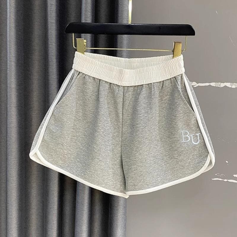 New Summer Casual Sports Shorts for Women Elastic Waist Wide-leg A-line Pants Small Design Embroidered Pants 2XL