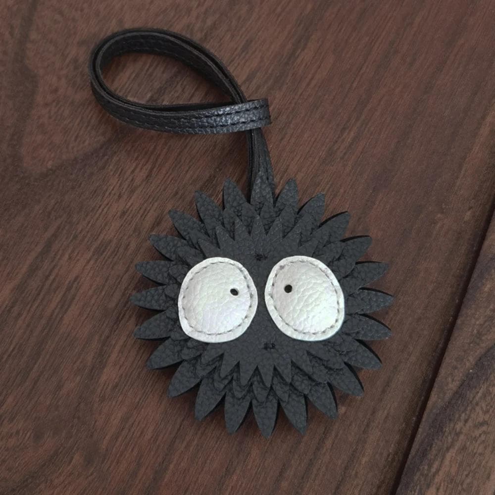Black Coal Ball Leather Keychain for Women Bag Pendant Cute Simple Personality Female Tide Cute Little Coal Ball Bag Accessories black