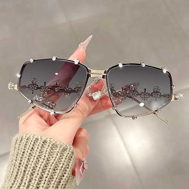 Personalized diamond encrusted spectacle frames stylish diamond shaped sunglasses for street fashion lovers trendy eyewear
