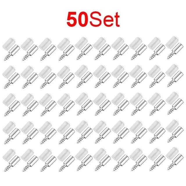 50/4Set Cross Self-tapping Screw with Rubber Sleeve Laminate Support Home Wardrobe Cabinet Glass Hard Nonslip Partition Nails 50 Set