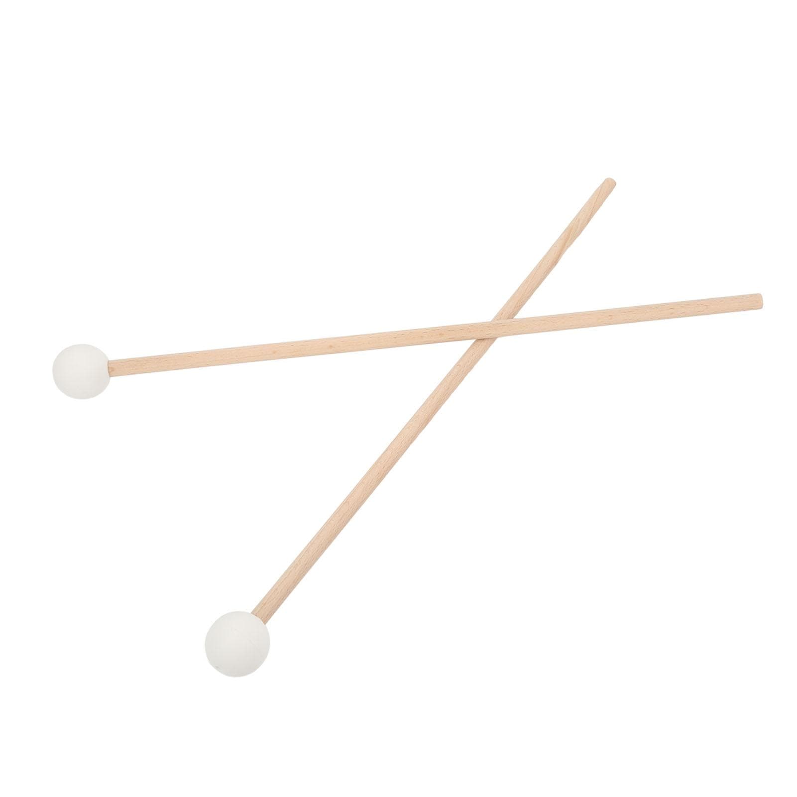 2PCS Bell Mallet Maple Handle Rubber Head Wonderful Sound Quality Xylophone Mallet for Marimba white