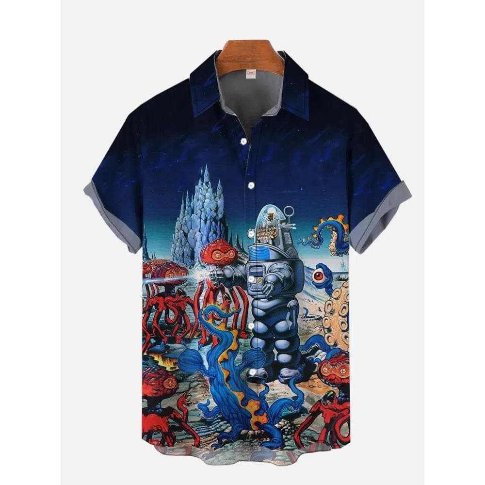 Hawaii Shirts Man New Stars-wars Shirts Men Women Clothes Tee Tops Boys Girls Tees Walker Printing Short Sleeve Shirt 4XL