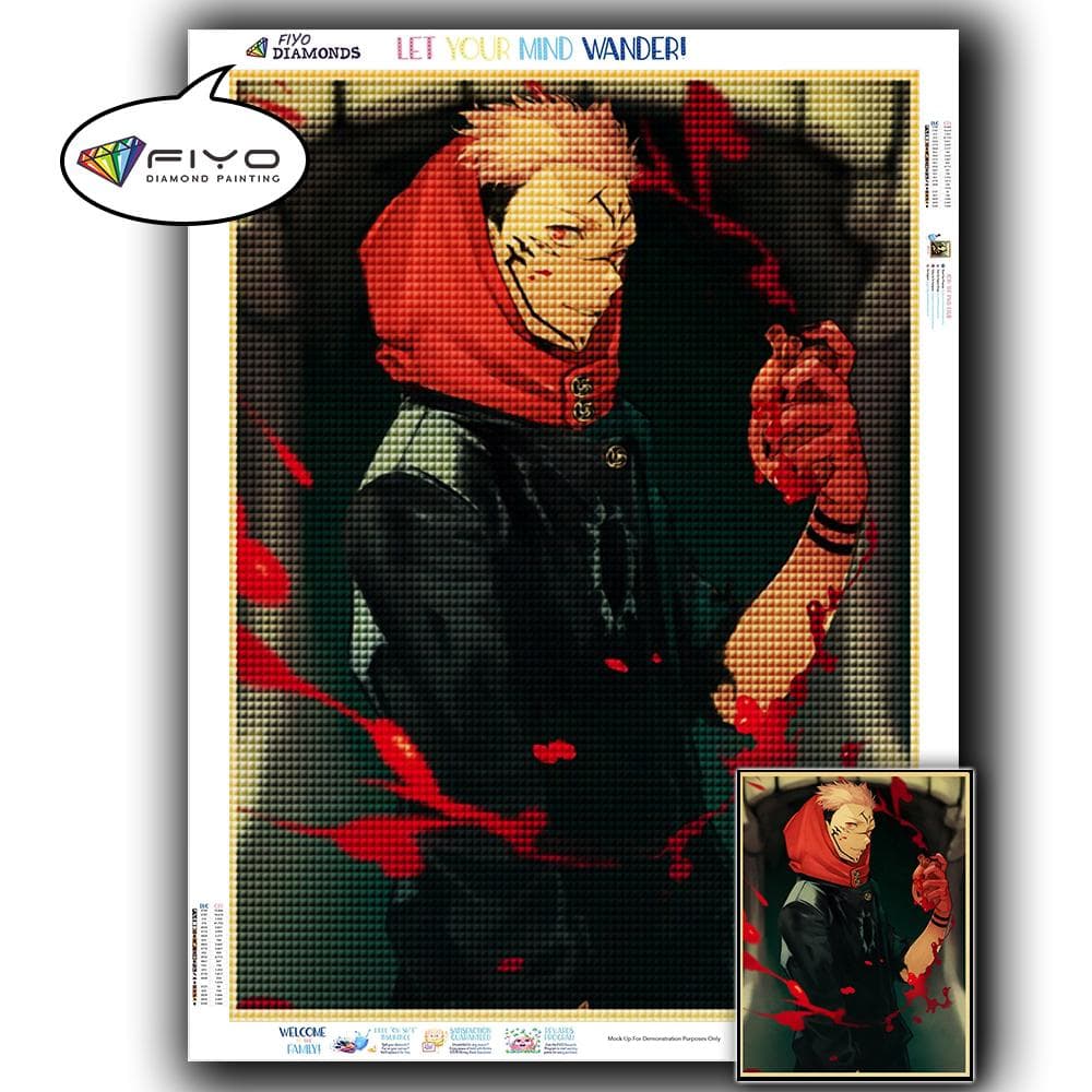 5D DIY Diamond Embroidery Anime Jujutsu Kaisen Picture of Rhinestone Diamond Painting Paper Vintage Poster Diamond Mosaic Needlework Home Decor Full Round 20X30CM