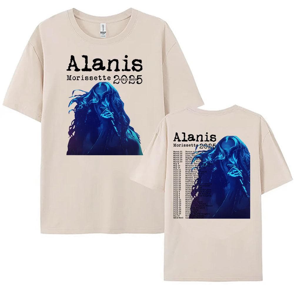 Alanis Morissette 2025 World Tour T-shirt Short Sleeve O-neck Women/Men Tshirts Streetwear Hip Hop Unisex Tees Cotton Tops L