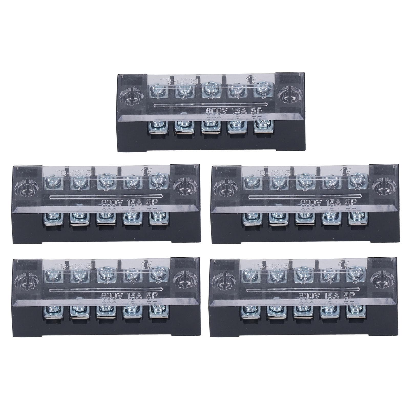 5pcs Wire Barrier Block Terminal Strip Professional TB Fixed Brass Dual Row Covered Terminal Strip