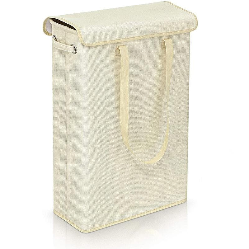 45L thin laundry basket with cover, narrow hand, fine hand, dirty laundry basket, bedroom, kindergarten, whole basket storage ba beige