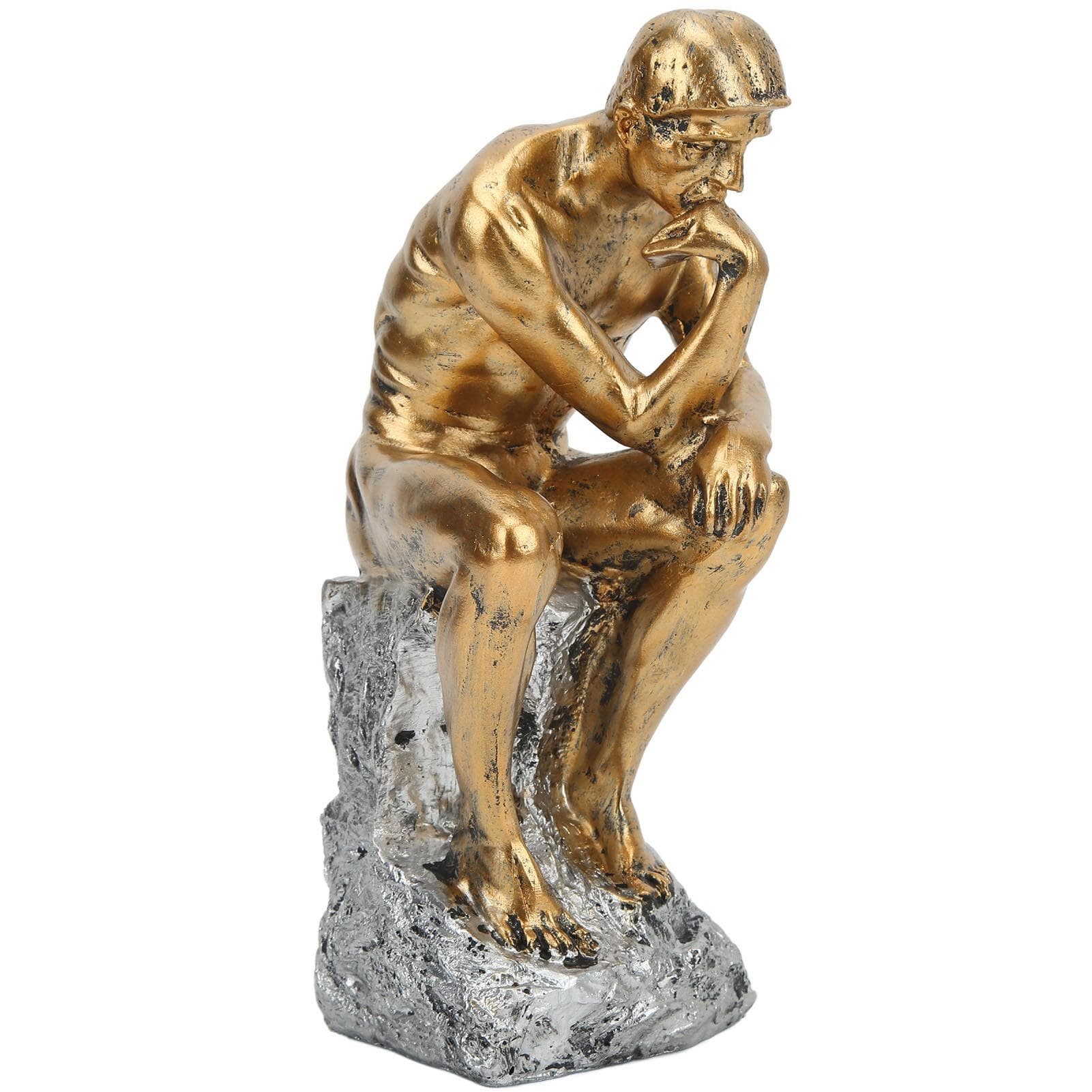 Thinker Statue Retro Style Energetic Lines Stable Nonslip Durable Resin Thinking Man Statue for