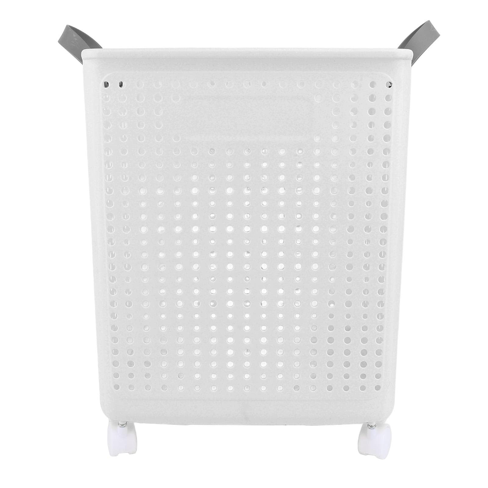 Foldable Laundry Basket with 4 Wheels Space Saving Portable Storage Hamper for Clothing Toys Home white