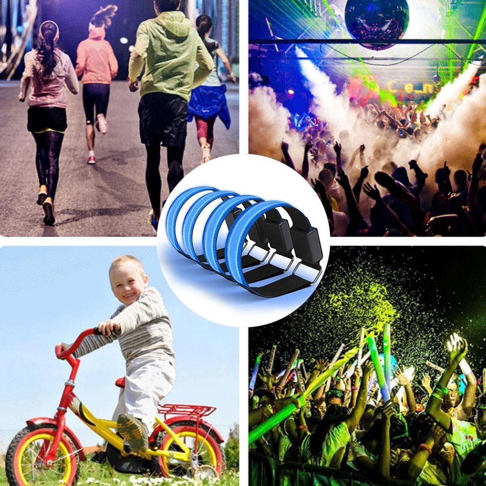 4pcs Luminous Arm Bands USB Reflective Band Bracelets for Outdoor Jogging Running Sport
