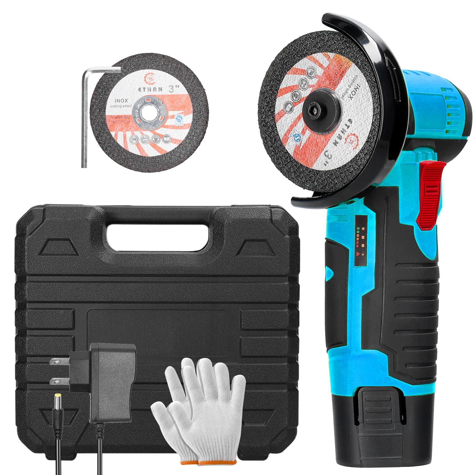 19500rpm Electric Grinding Machine Handheld Multifunctional Angle Grinder for Cutting Polishing 1pcs battery US Plug multicolour