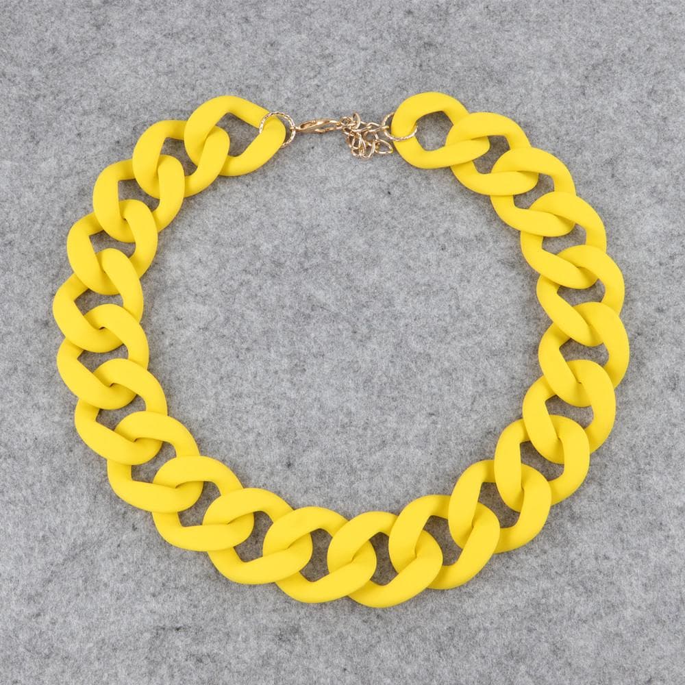 Statement Matte Long Chain Necklaces for Women Vintage Chunky Choker Jewelry yellow