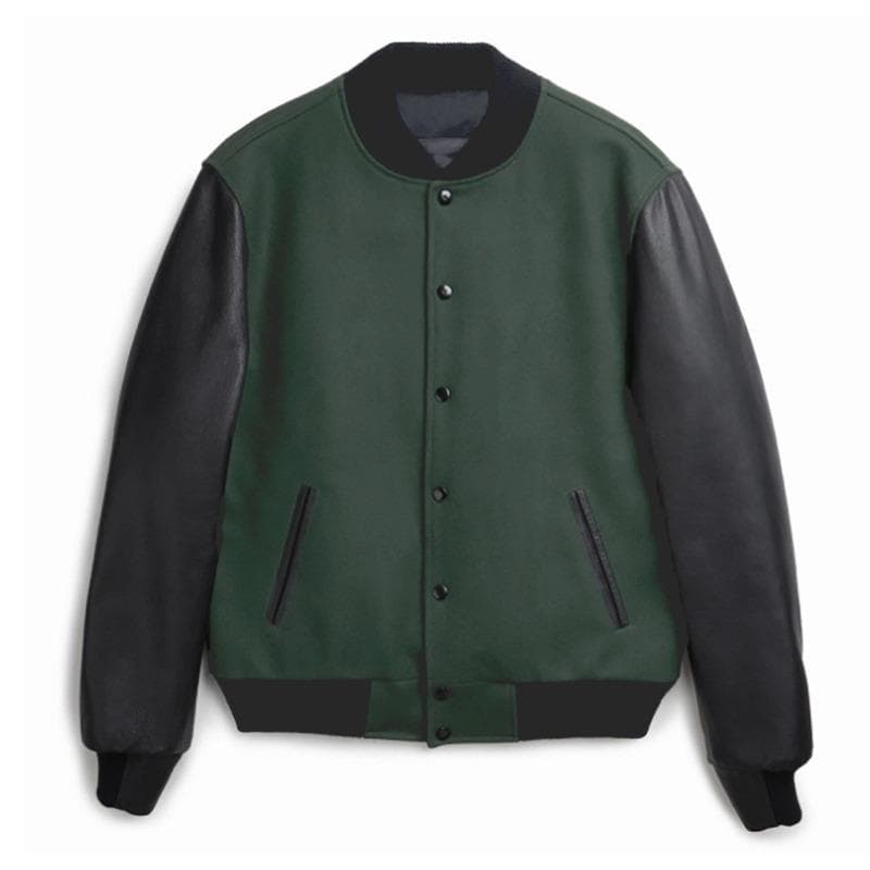 New Autumn and Winter Men's PU Leather Sleeve Flight Jacket Single-breasted Woolen M