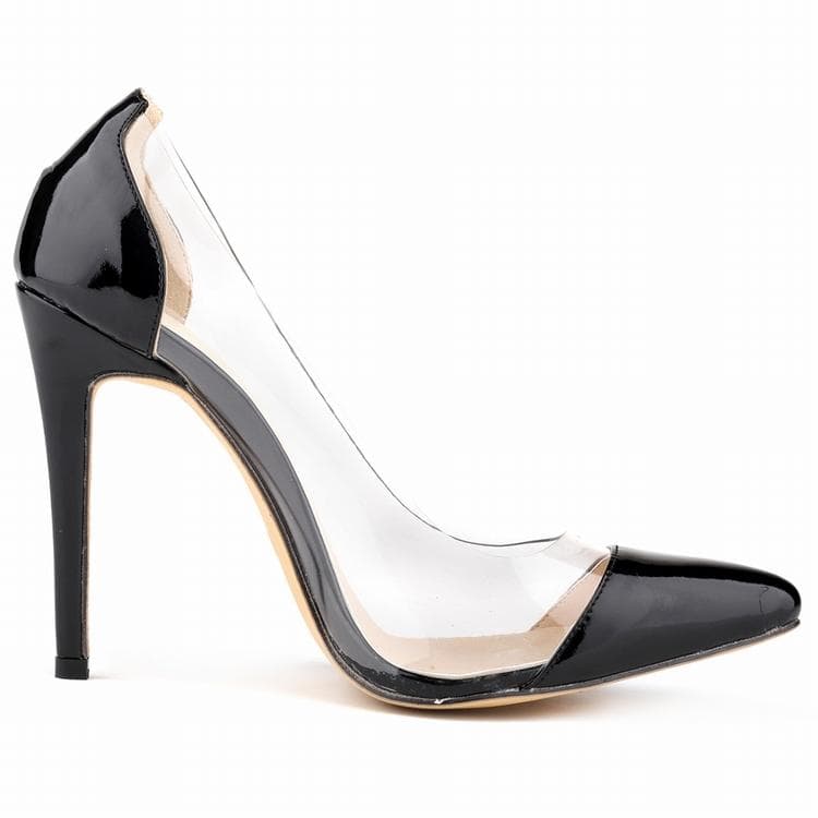 LOSLANDIFEN Women Pumps Patent Leather Shoes Woman High Heels Pointed Toe Thin Heel Fashion Party Wedding shoe 38 black