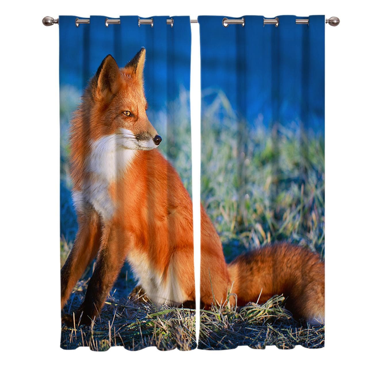 Red Fox Animal Window Curtains Curtains for Living Room Decorative Items Living Room 135W x 60H(cm)