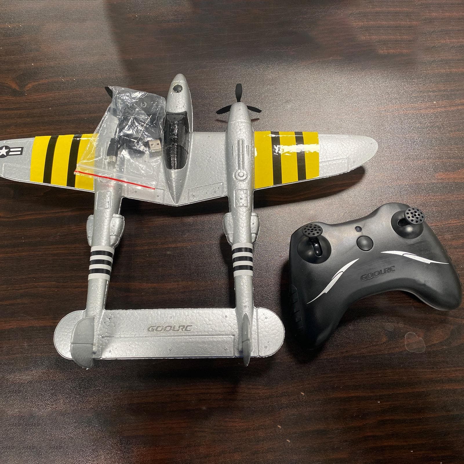 GoolRC RC Airplane 2.4GHz 2CH P38 RC Airplane Aircraft EPP Flight Toys Outdoor Flight Toys for Kids grey