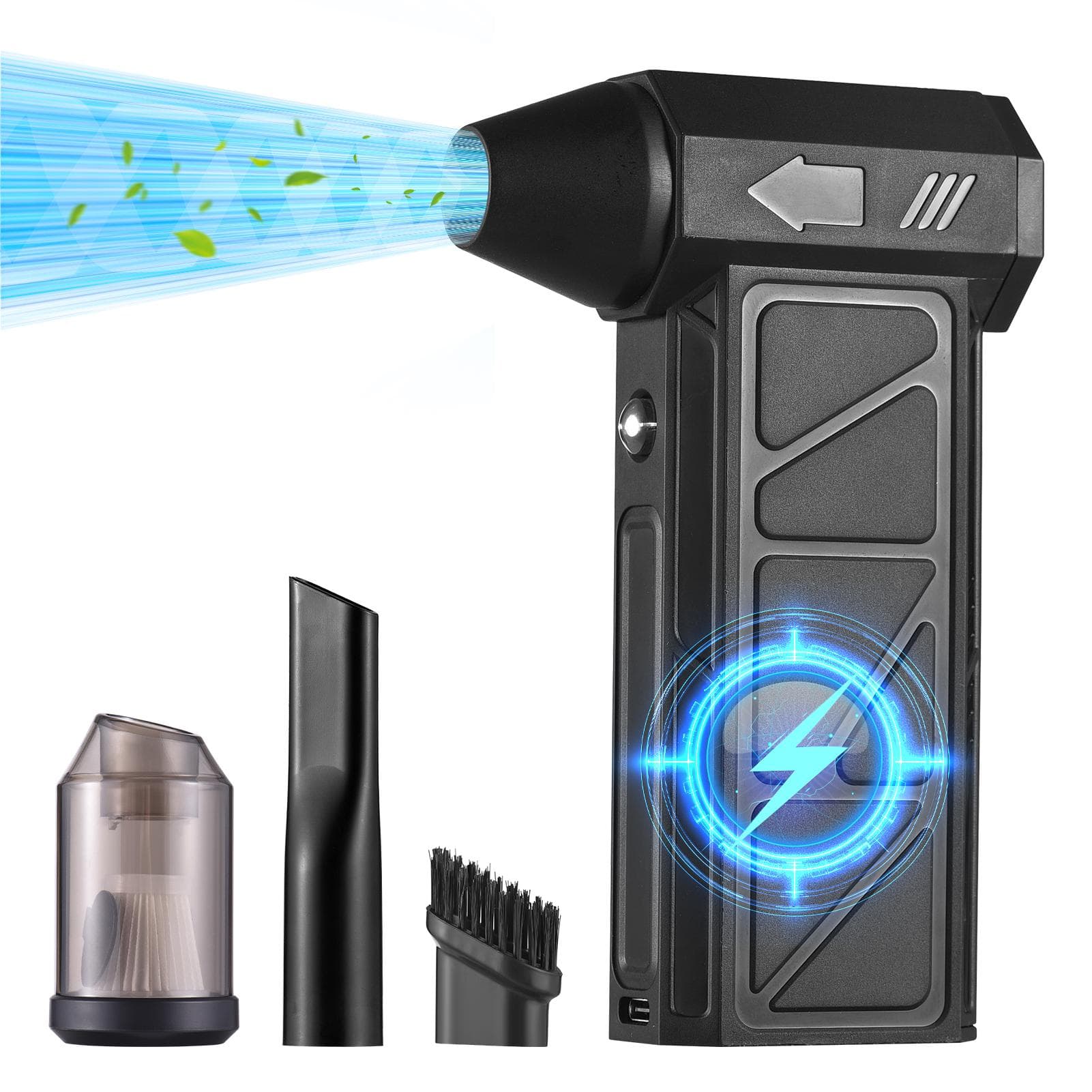 4 in 1 160W Electric Air Duster with Light 130000RPM 4 Speed Adjustable Cordless Portable Jet Dry