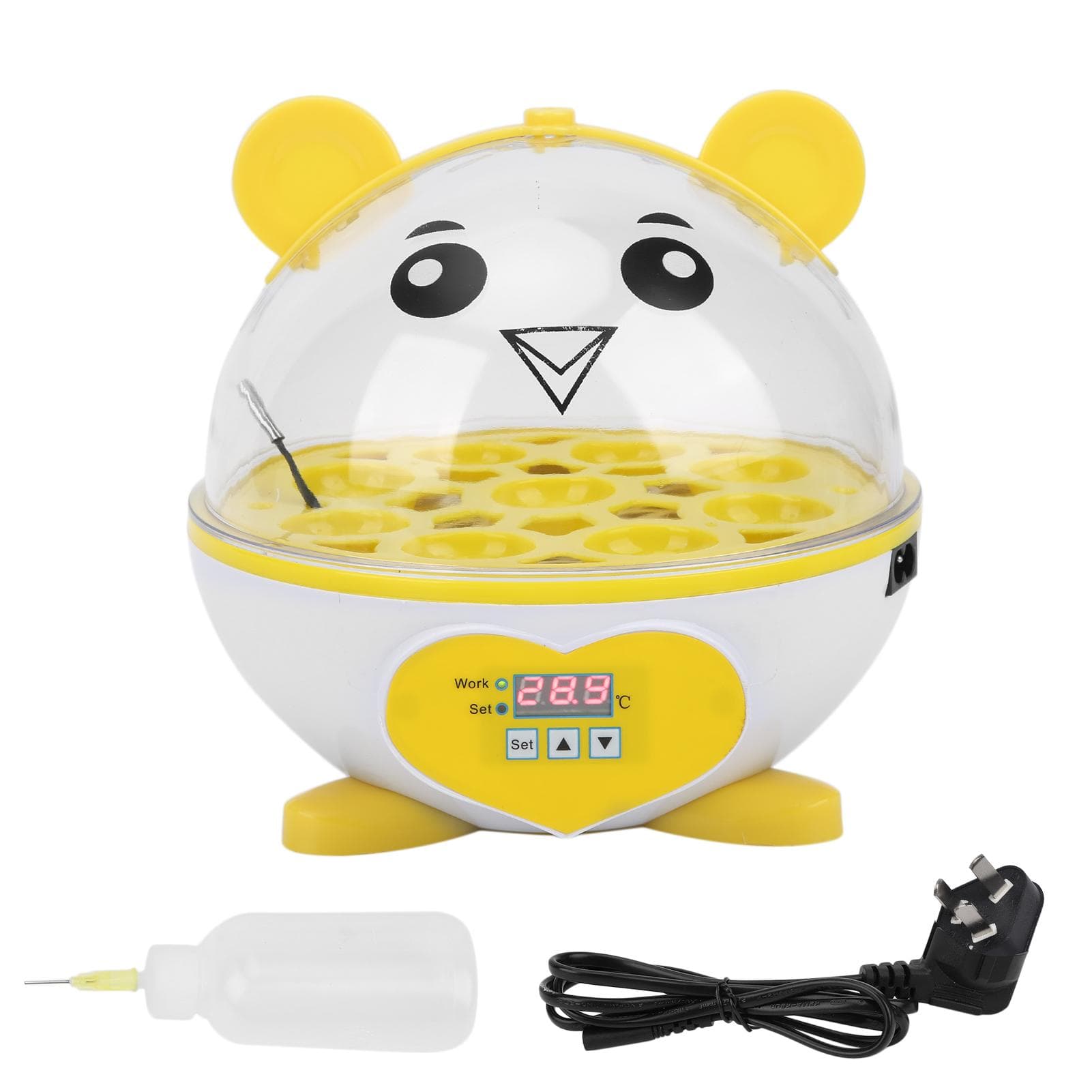 SemiAutomatic Incubator Household Small 9 Eggs Incubator for Chicken Duck Bird Pigeon Quail (Pink ) yellow