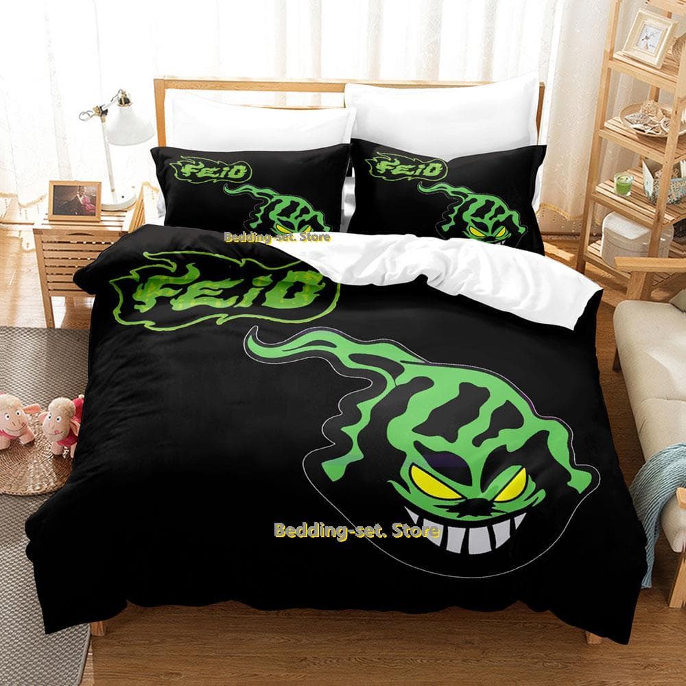 Ferxxoo Feid Bedding Set Single Twin Full Queen King Size Bed Set Adult Kid Bedroom Duvetcover Sets 3D Print Anime Bed Shee EU Single(135x200cm)