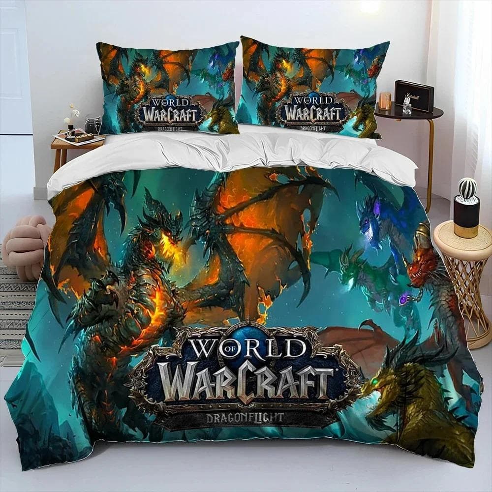 3D Print Game World Warcraft WOW Bedding Set Duvet Cover Bed Set Quilt Cover Pillowcase Comforter king Queen Size Boys Adult EU Single 135x200cm