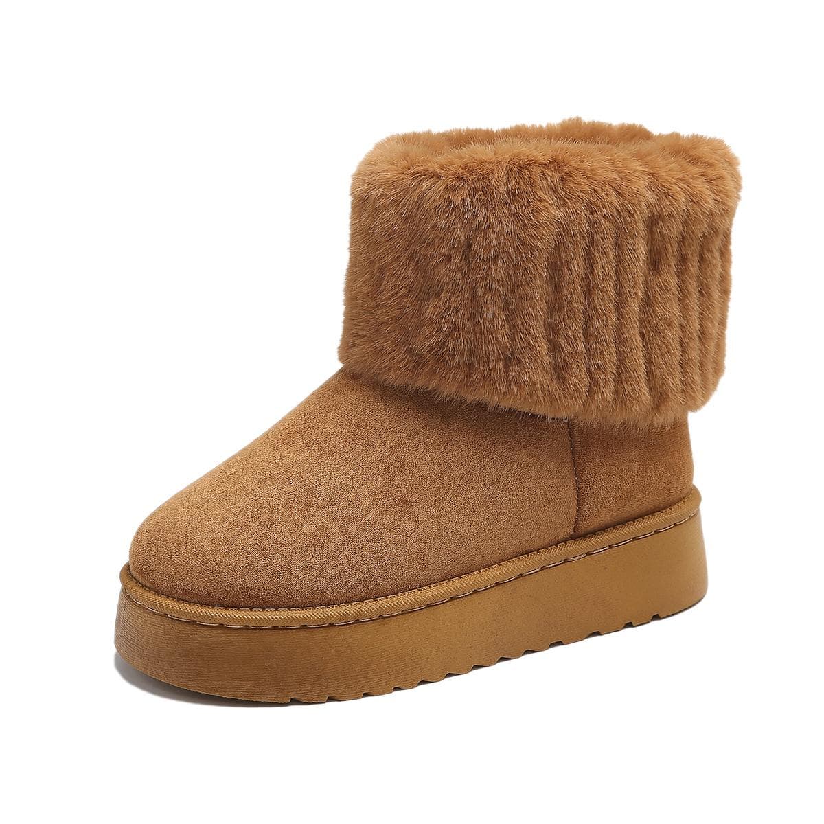 Shoes for Women Winter Women's Boots Black Round Toe Solid Flock Plush Warm Mid Heel Water Proof Casual Snow Boots Women 41 brown