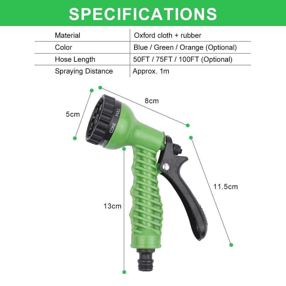 50FT/15M 3 Times Expandable Garden Hose Leak-proof Expandable Hose High Pressure Telescopic 15.2m/50ft green