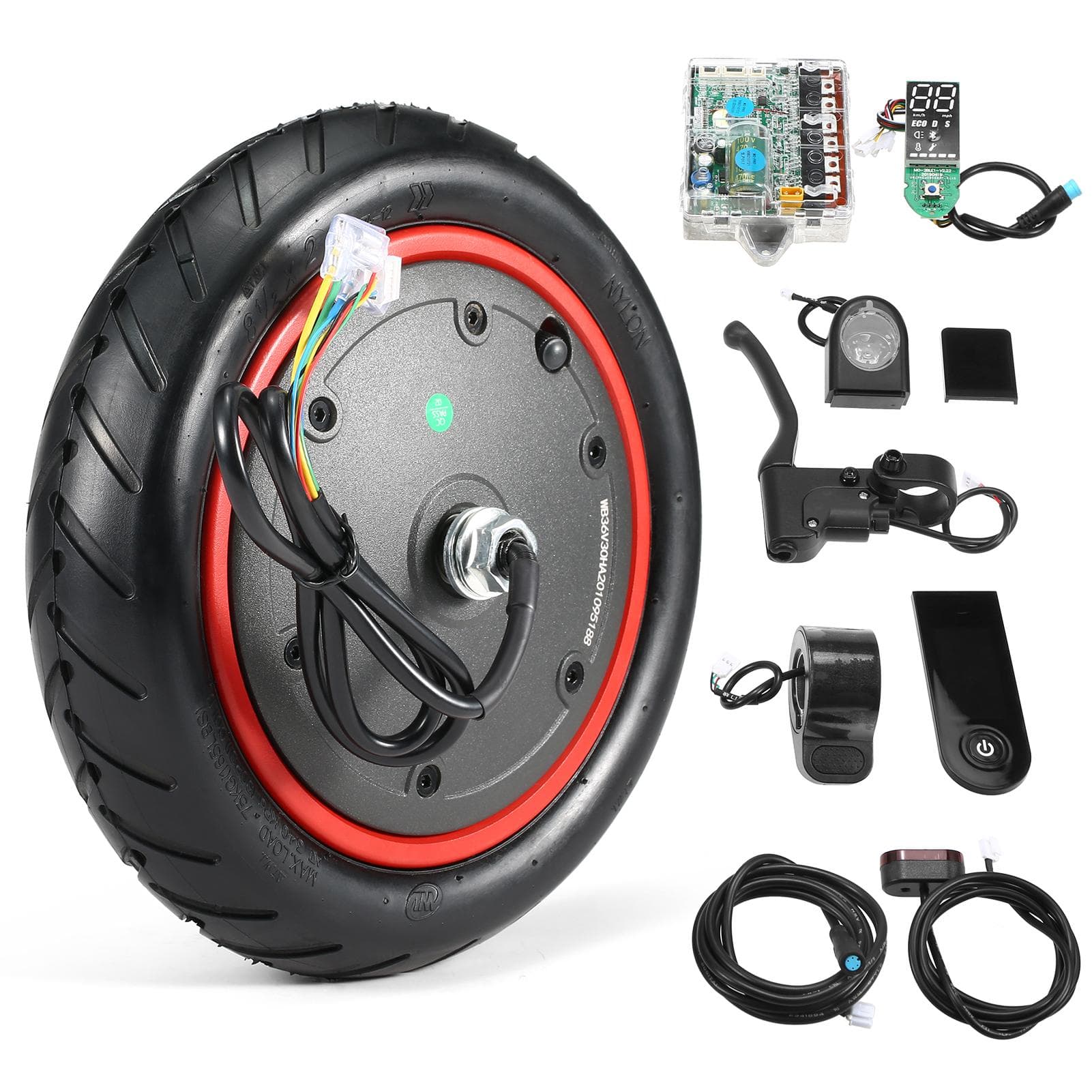 350W Electric Scooter Motor Wheel Engine Motor Driving Wheel with Motherboard Controller Instrument black