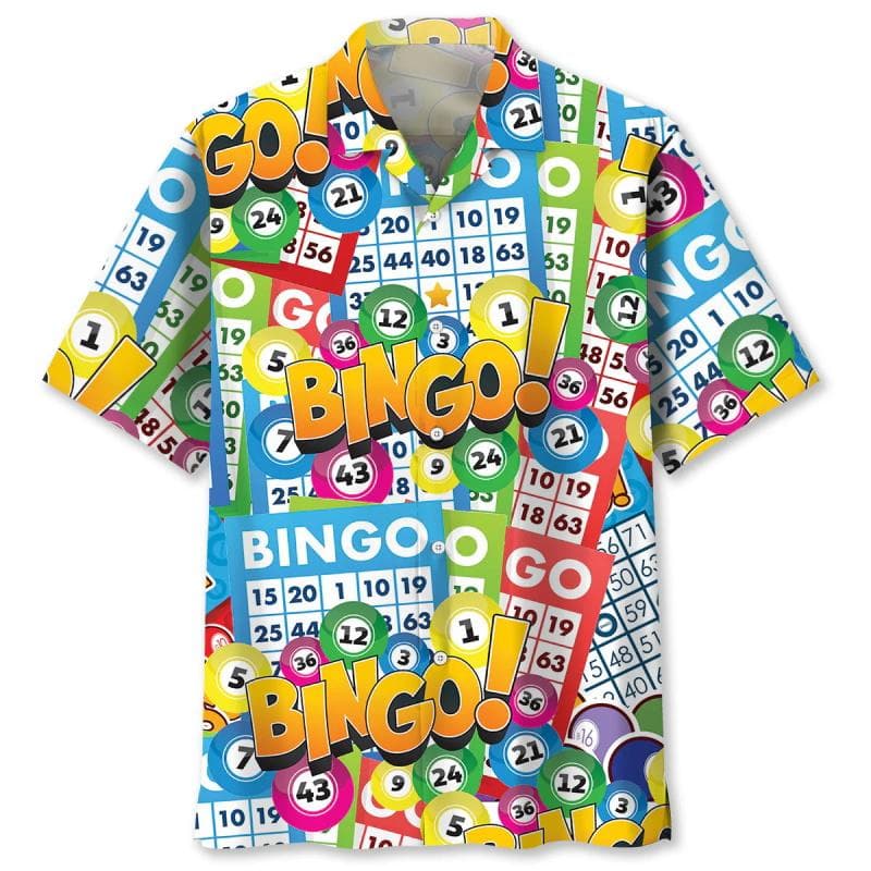 Full Print Mens Retro Bingo Game Hawaiian Shirt New In Summer Short Sleeve Button Up Beach Blouse Casual Men's Aloha Shirt Tops M