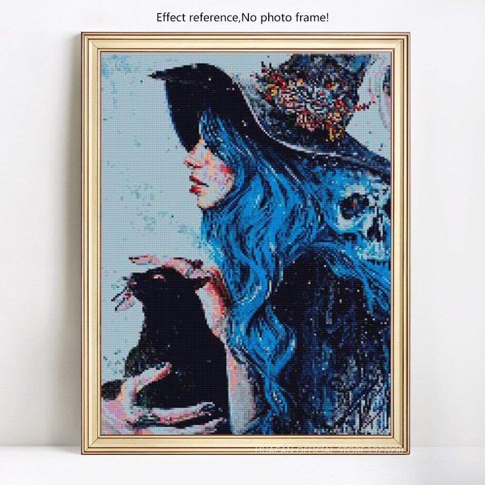 5D DIY Diamond Painting Women And Cat Full Round Rhinestone Diamond Embroidery Cross Stitch 20X30CM