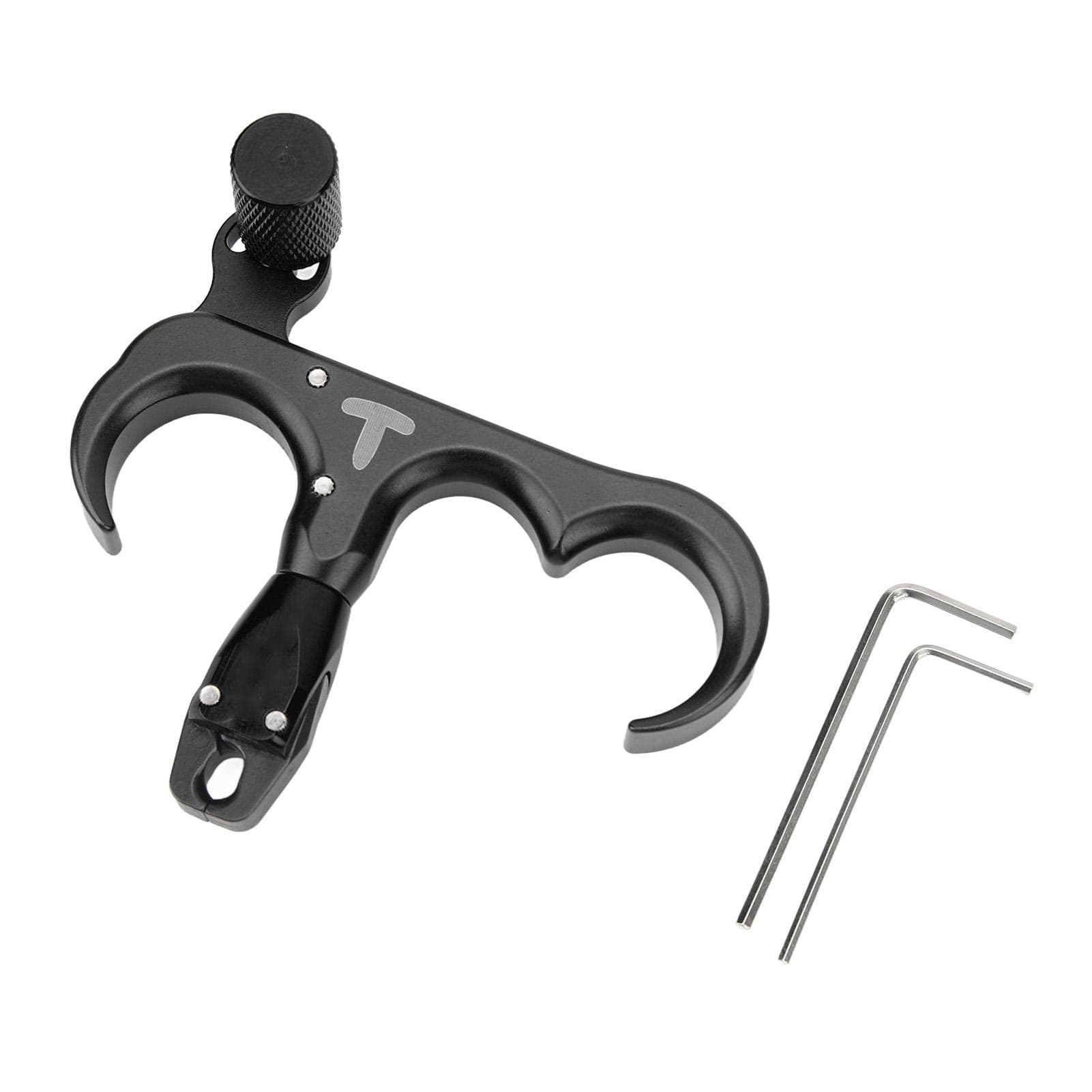 3 Finger Hand Held Bow Release Aluminum Alloy Thumb Release for Compound Bow Adjustable 360 Degrees black