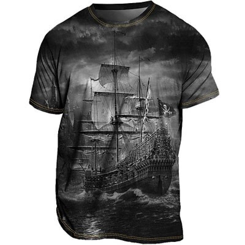 Men's T shirt Tee Tee Graphic Ship Nautical Crew Neck Clothing Apparel 3D Print Outdoor Casual Short Sleeve Print Vintage Fashion Designer XL