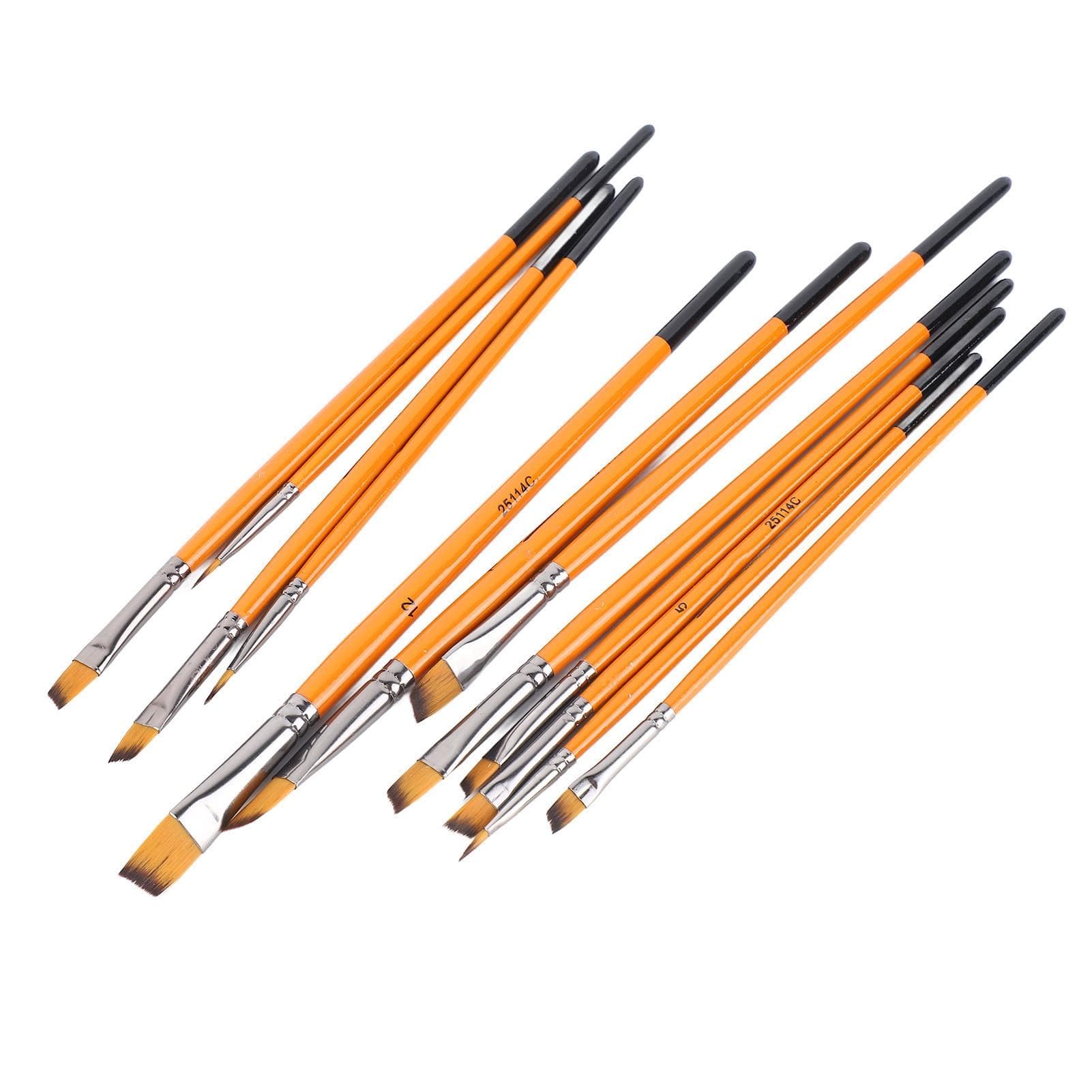 12Pcs Acrylic Paint Brushes Smoothing Nylon Wooden Handle Metal Ferrule Widely Used Artist Paint