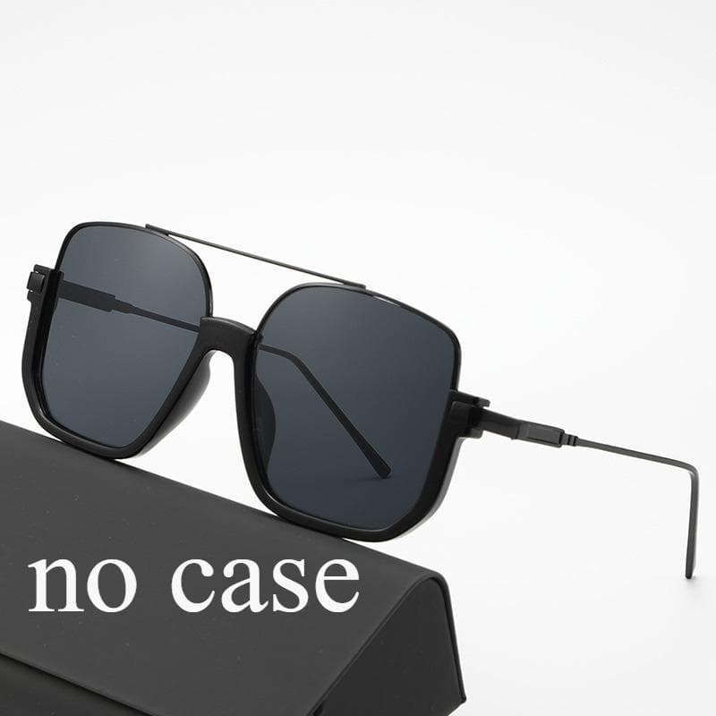 Double Beam Tea-Colored Sunglasses Retro Oversized Frames Transparent Black for Men and Women High-End Fashion