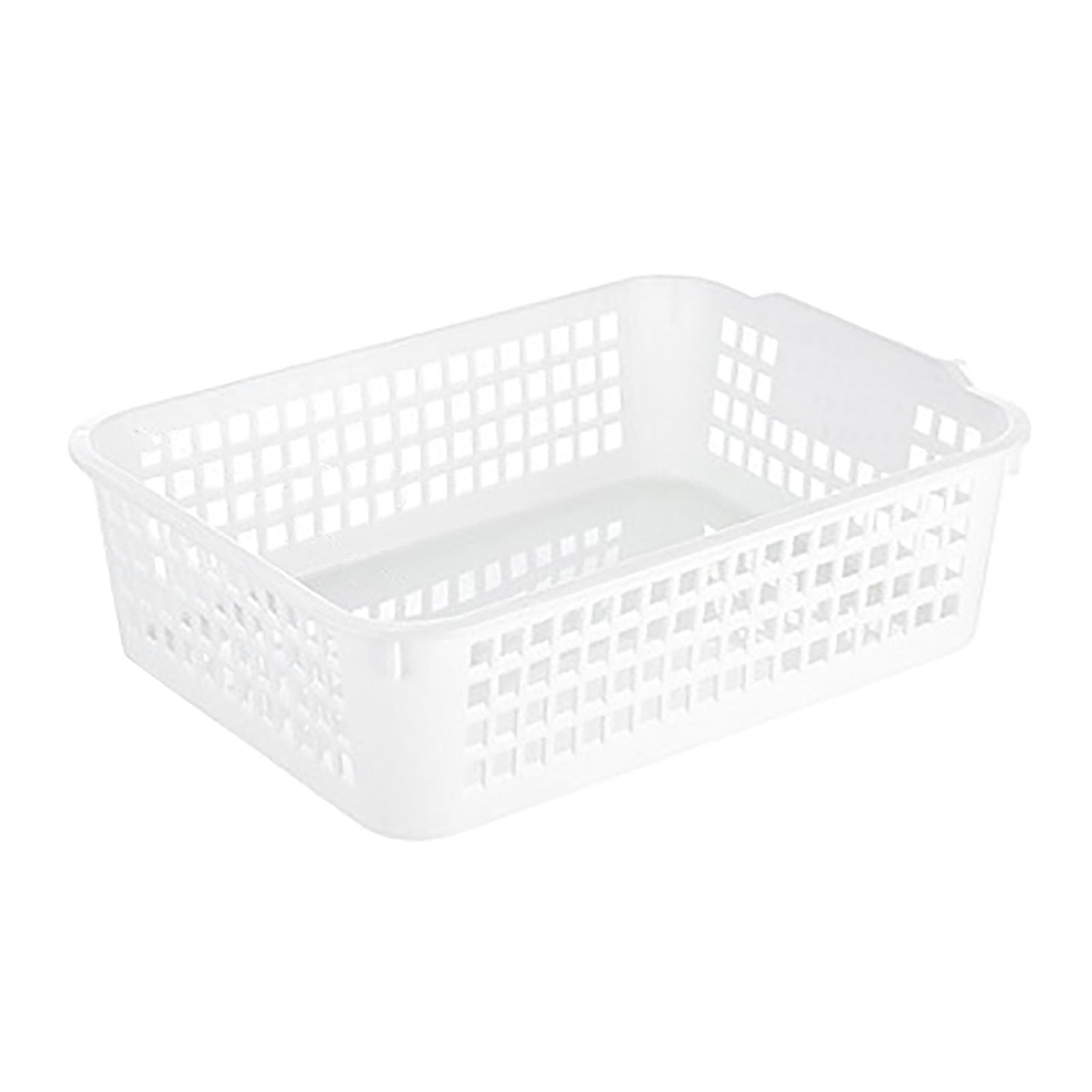 Desktop Storage Basket Space Saving Handle Rectangular Stackable Hollow Storage Basket Bin for M(315 X 180mm / 12.4 X 7.09in)