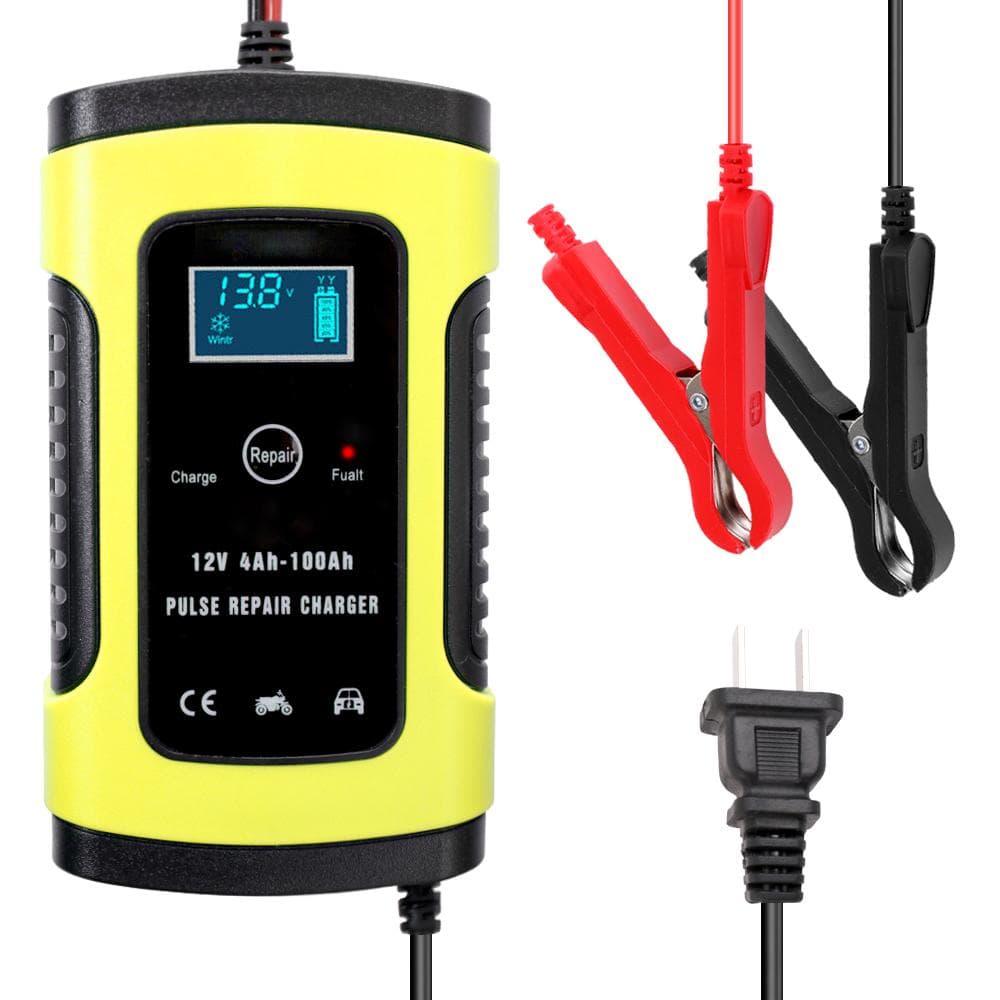 12V6A Full Automatic Car Battery Recharge Device Intelligent Power Chargers Pulse Repairing US Plug yellow