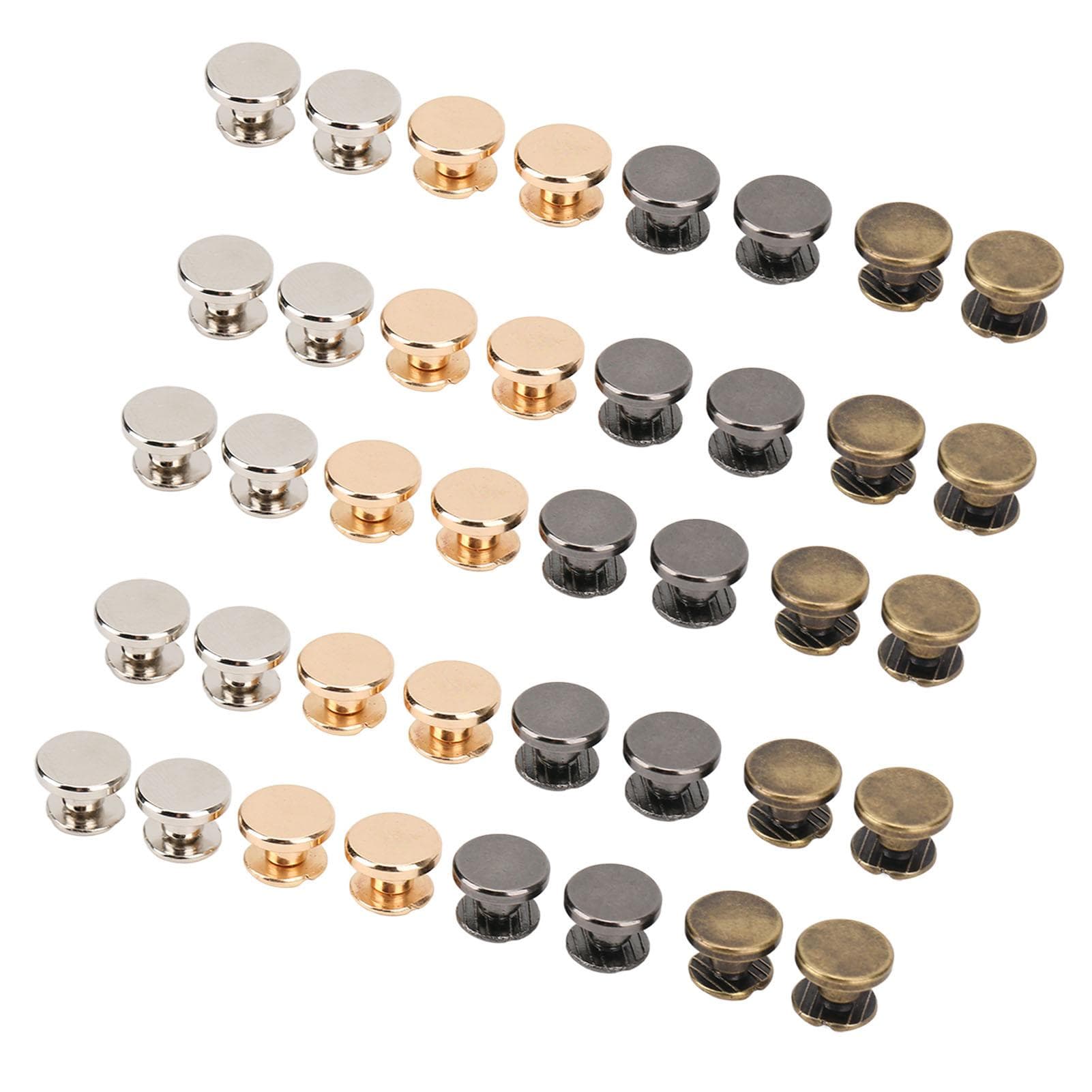 40Pcs DIY Binding Screw 4 Colors Flat Head 9x5mm Smoother Surfaces Metal Chicago Screws for Belts